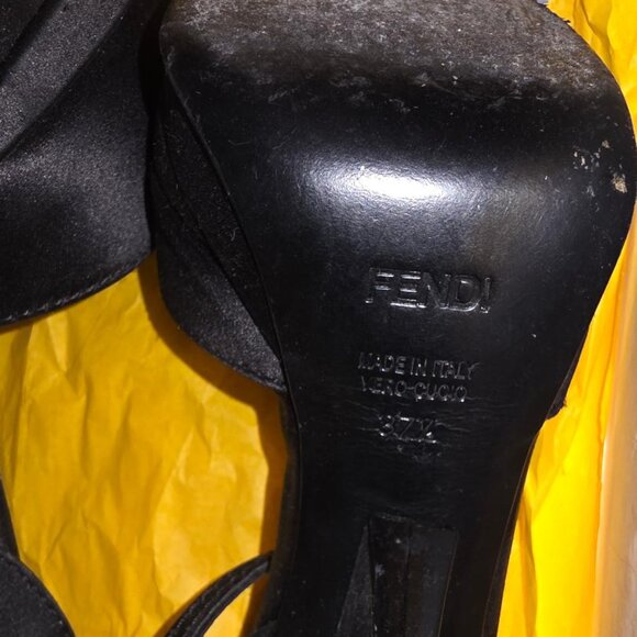 AUTHENTIC SILK FENDI HIGH HEEL STRAPPY SHOES  - Size 7.5 (37-1/2) - Picture 10 of 11